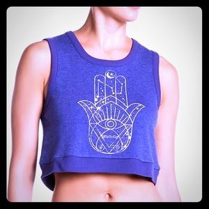Astrology / Hamsa Blue Knit Crop Top